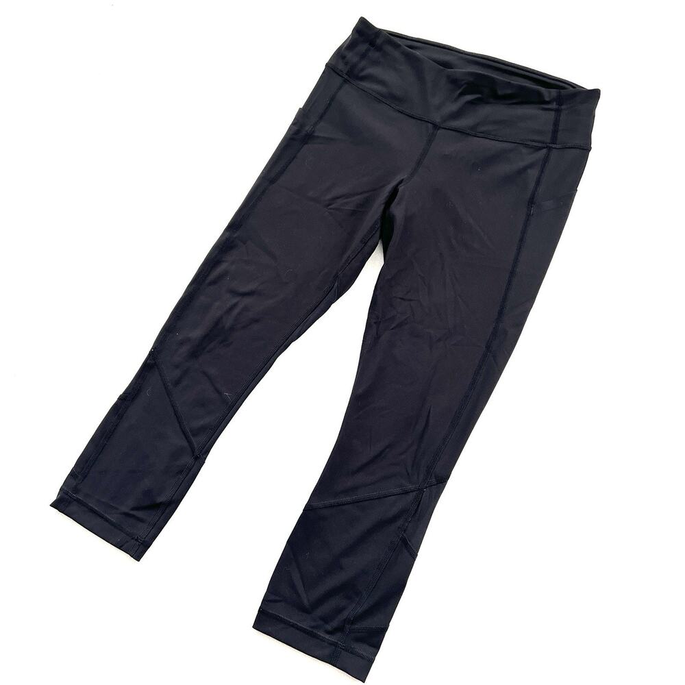Lululemon Solid Black Pace Rival Medium Rise Crop… - image 2